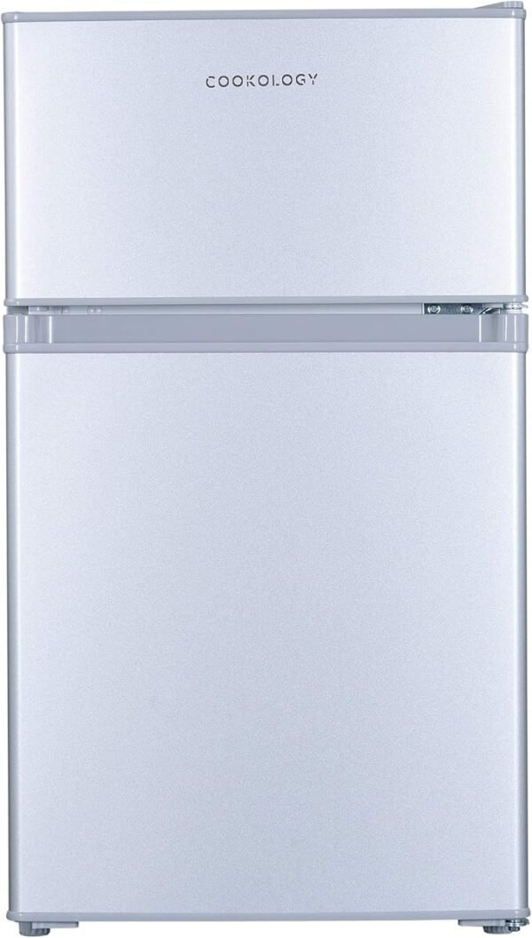 Cookology UCFF87 47cm Freestanding Undercounter Small Fridge Freezer with 2 Doors, 87 Litre, Adjustable Temperature Control, LED Light and a 4 Star Freezer Rating - in Silver [Energy Class F]