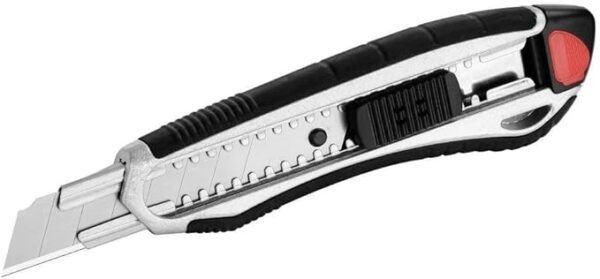 Westcott E-84025 00 18 mm Aluminium Alloy Snap Off Blade Knife with Ergonomic Soft Grip Handle - Black