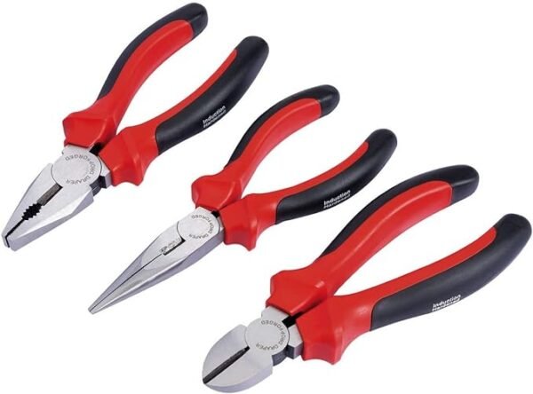 Draper Redline® 3 Piece 160mm Plier Set | Soft Grip Hand Tools Kit | Hardened Jaws & Cutting Edges | 68001