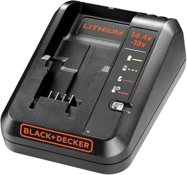 BLACK+DECKER 14.4-18V Cordless Fast Charger for Power Tools with 2 Years Guarantee, 1 Ah Lithium-Ion, BDC1A-GB