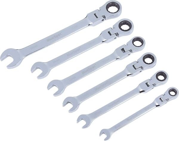 Blue Spot 04312 6 Piece Flexible Head Ratchet Spanner Set, Multi-Colour, Set of 6