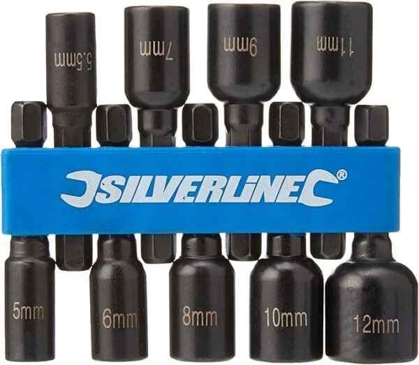 Silverline 855189 Magnetic Nut Driver Set 9pce 5 – 12 mm , Black