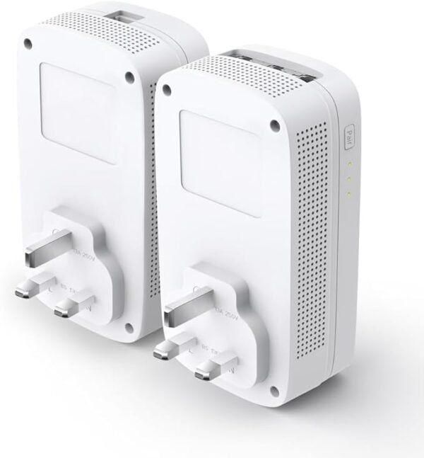 TP-Link TL-PA8033PKIT AV1300 3-Port Gigabit Passthrough 2x2 MIMO Powerline Adapter Starter Kit, No Configuration Required, UK Plug