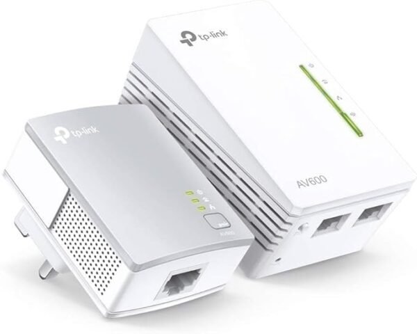 TP-Link AV600 Fast Port Powerline Adapter Wi-Fi Kit, Wi-Fi Booster/Hotspot/ Extender, Wi-Fi Speed up to 300Mbps, 2+1 Ports 10/100 Mbps | N300 Mbps+AV600 Mbps plug and play, (TL-WPA4220 KIT) White
