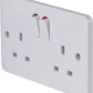 Schneider Electric Lisse White Moulded - Switched Double Power Socket, Single Pole, 13A, GGBL3020, White, Pack of 5