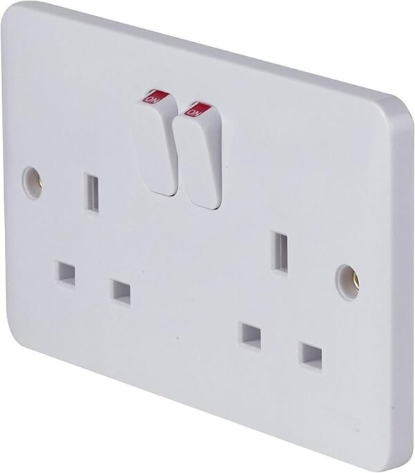 Schneider Electric Lisse White Moulded - Switched Double Power Socket, Single Pole, 13A, GGBL3020, White, Pack of 5