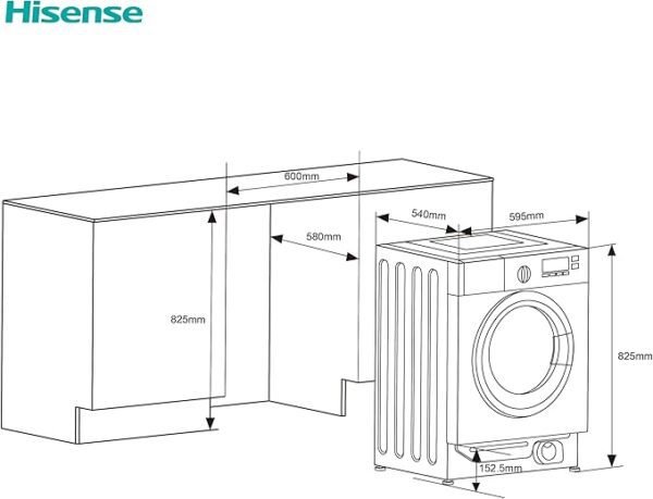 Hisense 3 Series WF3M741BWI Intergrated 7 KG Front Load Washing Machine - Durable Inverter | Quick Wash Baby Care | Wool - 14 Washing Programs 1400 RPM White- Energy Rating A [Energy Class A]