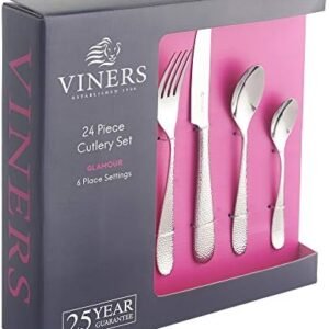 Viners Glamour 24-Piece 18.0 Stainless Steel Cutlery Set in Gift Box (Packaging may vary)