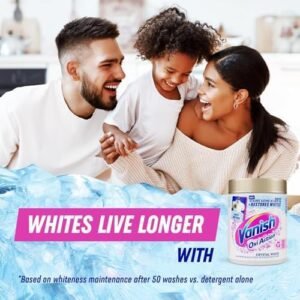 Vanish Gold Oxi Action Stain Remover & Whitening Booster Powder For Whites 2.4 Kg, Back to School, Removes School Stains Even at 20°C, Restores Whiteness of Greyed Fabrics, Safe on School Uniforms