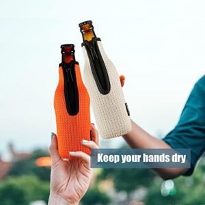 WK ieason Beer Bottle Sleeve Insulators 12oz 330ml Standard Beer Bottle Cooler Covers Zip-up Bottle Jacket 12OZ Beer Bottle Holder Non-Slip Thick Neoprene Sleeves 4Pcs Pack (Black/Red/Blue/Grey)
