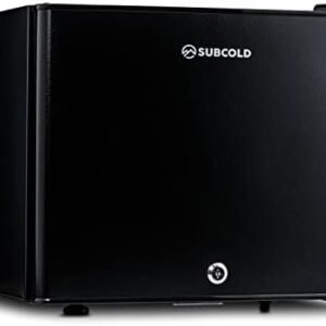 Subcold Aire20 LED Mini Fridge | 20L Small Table Top Model | Quiet Frost Free Fridge for Bedrooms & Hotels | Lockable with Solid door & interior LED light (Black)