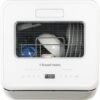 Russell Hobbs Mini Dishwasher Compact Table Top 2 Place Setting, LED Display, Touch Control, 4 Programmes, Portable & Efficient, Baby Care, Rinse & Eco Mode, No Plumbing, White RH2TTDW101W