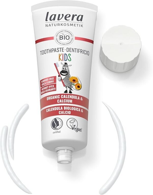 lavera Toothpaste Kids Fluoride-Free - Without colourants - Protects Milk TeethOrganic Calendula & Calcium - Vegan - 75 ml