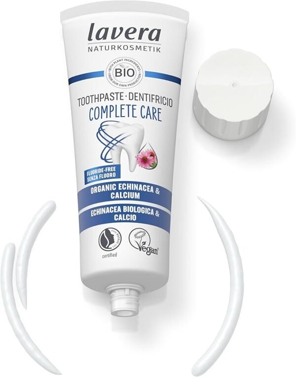 lavera Toothpaste Complete Care Fluoride-Free - 5 in 1 Protection - Active Plant Ingredients - Organic echinacea & Calcium - Vegan - Natural Cosmetics - 75 ml