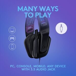 Logitech G G335 Wired Gaming Headset, with Microphone, 3.5mm Audio Jack, Comfortable Memory Foam Earpads, Lightweight, Compatible with PC, PlayStation, Xbox, Nintendo Switch - Black