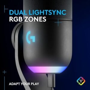 Logitech G Yeti GX Dynamic RGB Gaming Microphone with LIGHTSYNC, USB Mic for Streaming, Supercardioid, USB Plug and Play for PC/Mac - Black