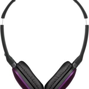JVC HA-S160M-V Flats Foldable and Compact Headphones in Glossy Trendy Colour, with Switch for Microphone On/Off, Ideal for Teleworking and Online Seminars (Purple)