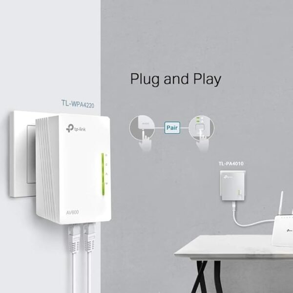 TP-Link TL-WPA4220 TKIT 2-Port Powerline Adapter WiFi Starter Kit, Range Extender, Broadband/WiFi Extender, WiFi Booster/Hotspot, No Configuration Required, UK Plug