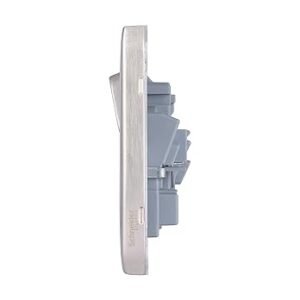 Schneider Electric Lisse Screwless Deco - Switched Double Power Socket, 13A, GGBL3020WSS, Stainless Steel with White Insert