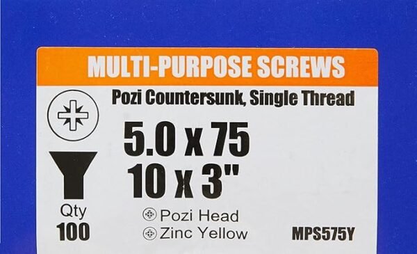 ForgeFix Multi-Purpose Single Thread Screws | 5.0 x 75mm | Zinc Yellow Passivated | Box 100